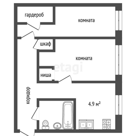 
  Продается 2-комн. квартира, 44.5 м², Космический пр-кт, д. 61
. Фото 5.