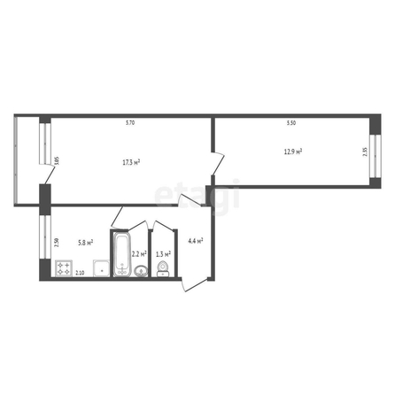 
  Продается 2-комн. квартира, 43.9 м², 75-й гвардейской бригады, д. 12А
. Фото 5.