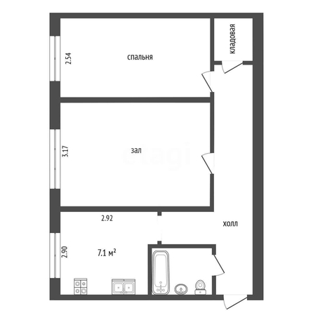 
  Продается 2-комн. квартира, 46.1 м², Мира ул, д. 1
. Фото 5.