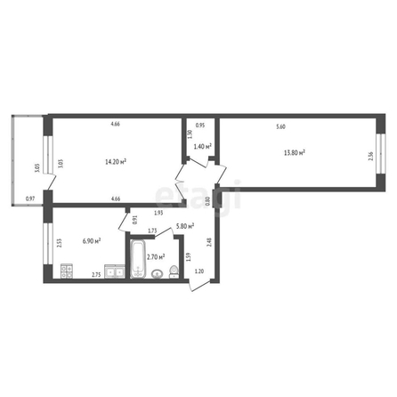 
  Продается 2-комн. квартира, 44.8 м², Киевская ул, д. 2А
. Фото 5.