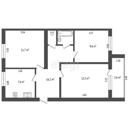 
  Продается 3-комн. квартира, 58.4 м², Менделеева пр-кт, д. 21/2
. Фото 5.