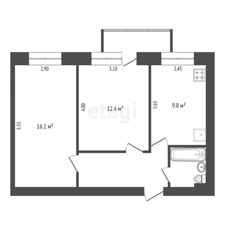 
  Продается 2-комн. квартира, 46.6 м², Карла Маркса пр-кт, д. 37
. Фото 5.