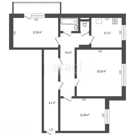 
  Продается 3-комн. квартира, 74.5 м², Богдана Хмельницкого ул, д. 38
. Фото 5.