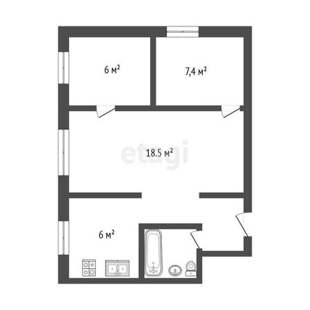 
  Продается 3-комн. квартира, 42.2 м², Энтузиастов ул, д. 25А
. Фото 4.