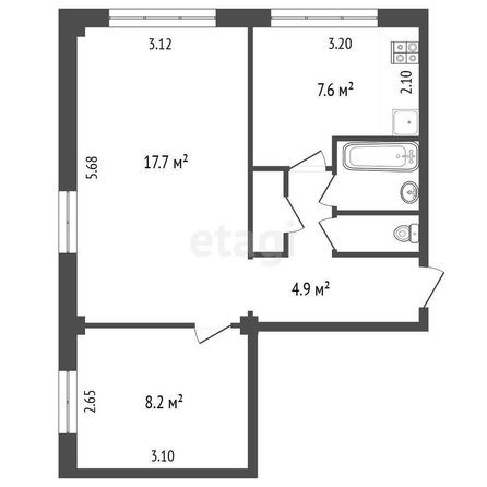 
  Продается 2-комн. квартира, 43 м², Магистральная ул, д. 82А
. Фото 5.