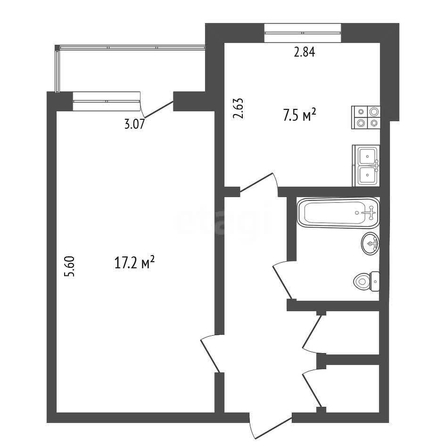 
  Продается 1-комн. квартира, 35.8 м², Бородина ул, д. 15
. Фото 4.