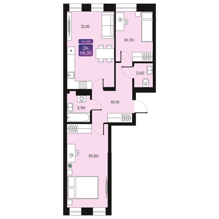
  Продается 2-комн. квартира, 68.2 м², ЖК Северное Сияние Премиум
. Фото 1.