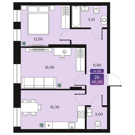 
  Продается 2-комн. квартира, 66 м², ЖК Северное Сияние Премиум
. Фото 1.