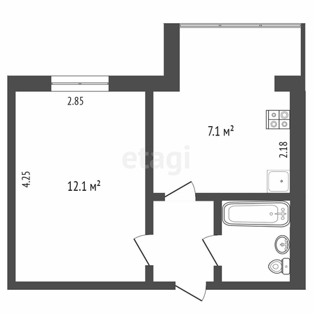 
  Продается 1-комн. квартира, 25.2 м², Кирова ул, д. 4
. Фото 5.