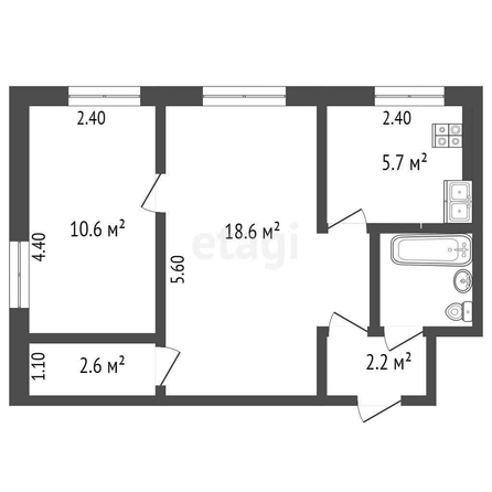 
  Продается 2-комн. квартира, 42.1 м², Иртышская ул, д. 39
. Фото 5.