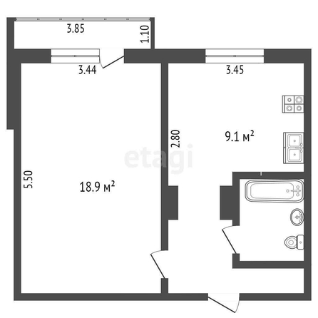 
  Продается 1-комн. квартира, 40 м², 70 лет Октября ул, д. 20/2
. Фото 5.