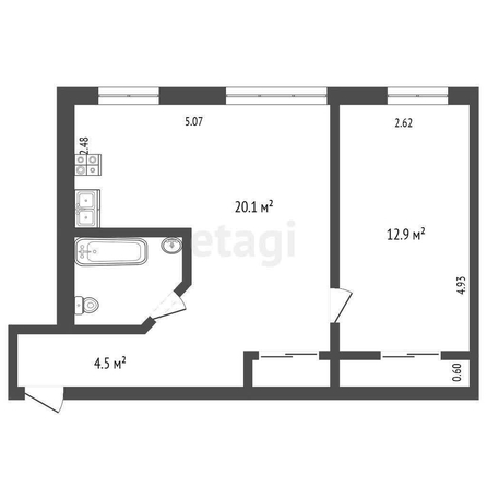 
  Продается 2-комн. квартира, 44 м², Спортивный проезд, д. 1
. Фото 5.