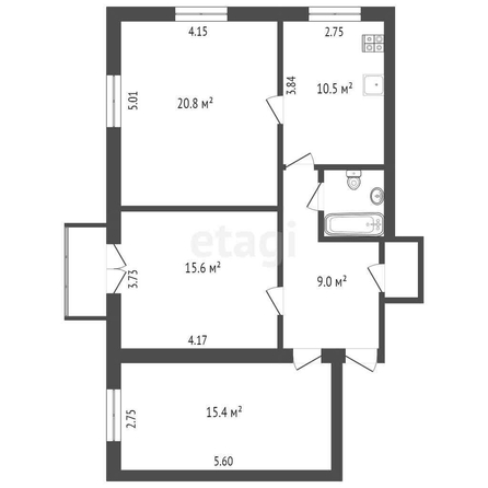 
  Продается 3-комн. квартира, 77.4 м², 16-й военный городок, д. 338
. Фото 5.