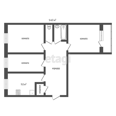 
  Продается 3-комн. квартира, 63 м², Кирова ул, д. 5
. Фото 5.