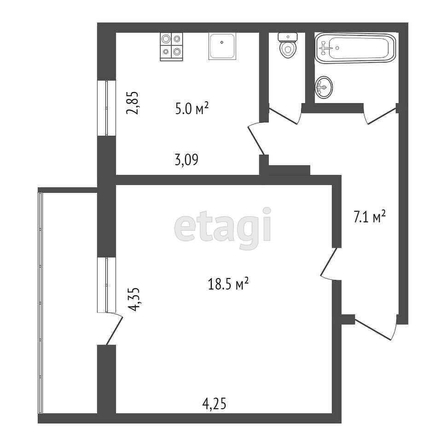 
  Продается 1-комн. квартира, 38.3 м², Конева ул, д. 20/1
. Фото 5.