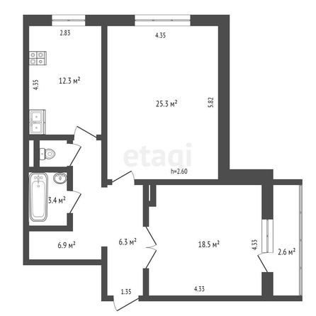 
  Продается 2-комн. квартира, 74 м², Омская ул, д. 136/2
. Фото 5.