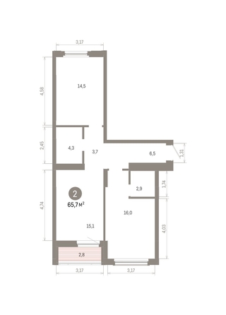 
  Продается 2-комн. квартира, 65.73 м², ЖК Кварталы Драверта, дом 6
. Фото 1.