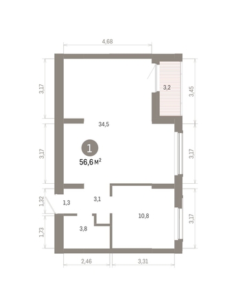 
  Продается 1-комн. квартира, 56.66 м², ЖК Кварталы Драверта, дом 6
. Фото 1.