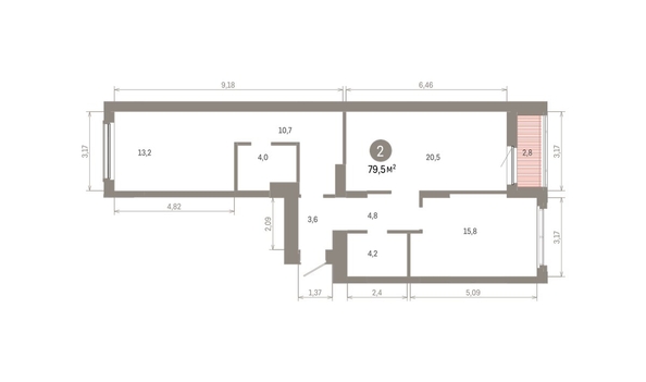 
  Продается 2-комн. квартира, 79.46 м², ЖК Кварталы Драверта, дом 6
. Фото 1.