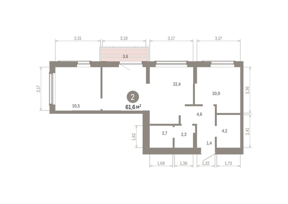 
  Продается 2-комн. квартира, 61.6 м², ЖК Кварталы Драверта, дом 6
. Фото 1.