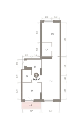 
  Продается 2-комн. квартира, 66.57 м², ЖК Кварталы Драверта, дом 3
. Фото 1.
