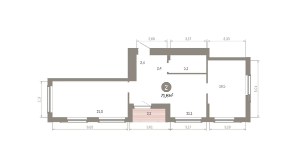 
  Продается 2-комн. квартира, 71.58 м², ЖК Кварталы Драверта, дом 6
. Фото 1.