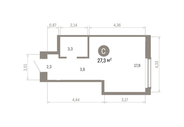 
  Продается студия 27.27 м², в ЖК Кварталы Драверта, дом 6. Фото 1.