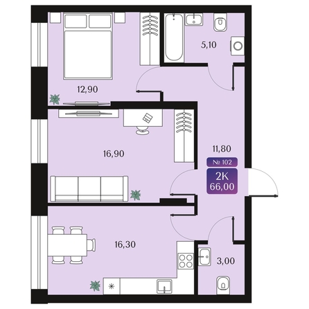 
  Продается 2-комн. квартира 66 м², в ЖК Северное Сияние Премиум. Фото 1.