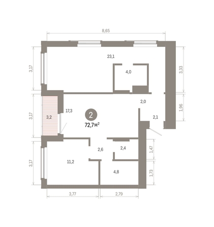 
  Продается 2-комн. квартира 72.67 м², в ЖК Кварталы Драверта, дом 6. Фото 1.