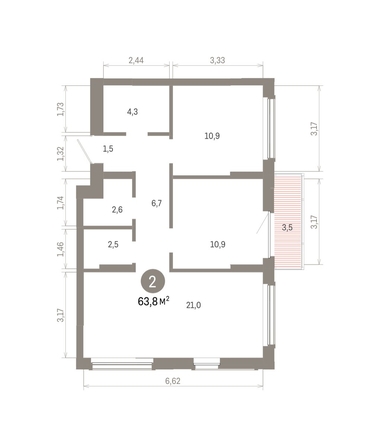 
  Продается 2-комн. квартира 63.83 м², в ЖК Кварталы Драверта, дом 6. Фото 1.