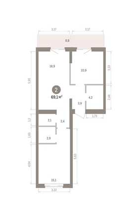 
  Продается 2-комн. квартира 69.12 м², в ЖК Кварталы Драверта, дом 4. Фото 1.