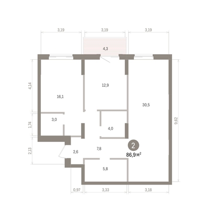 
  Продается 2-комн. квартира 86.94 м², в ЖК Кварталы Драверта, дом 4. Фото 1.