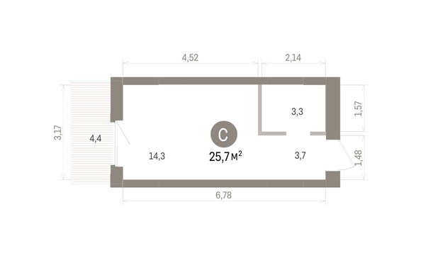 
  Продается студия 25.72 м², в ЖК Кварталы Драверта, дом 4. Фото 1.