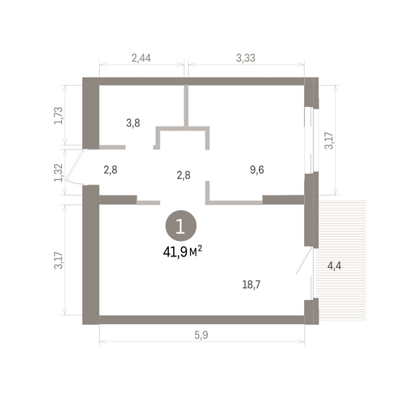 
  Продается 1-комн. квартира 41.91 м², в ЖК Кварталы Драверта, дом 4. Фото 1.