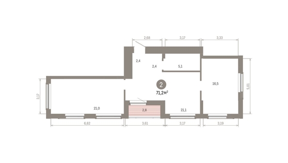 
  Продается 2-комн. квартира 71.2 м², в ЖК Кварталы Драверта, дом 6. Фото 1.