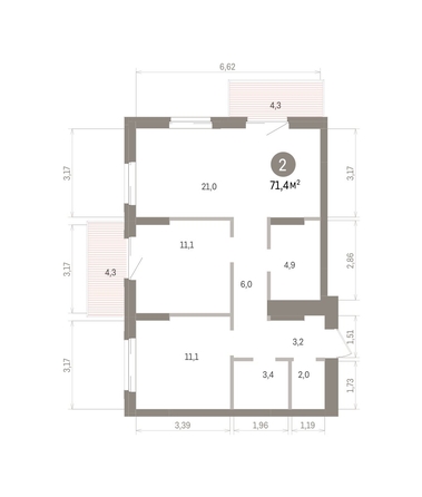 
  Продается 2-комн. квартира 71.37 м², в ЖК Кварталы Драверта, дом 4. Фото 1.