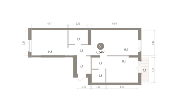 
  Продается 2-комн. квартира 67.36 м², в ЖК Кварталы Драверта, дом 4. Фото 1.