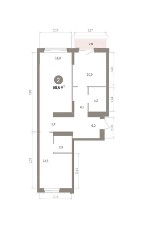 
  Продается 2-комн. квартира 68.64 м², в ЖК Кварталы Драверта, дом 4. Фото 1.
