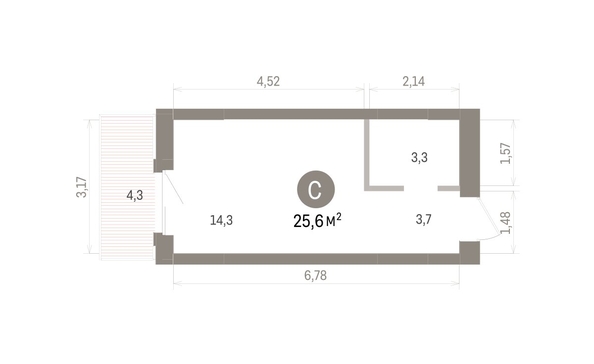 
  Продается студия 25.62 м², в ЖК Кварталы Драверта, дом 4. Фото 1.
