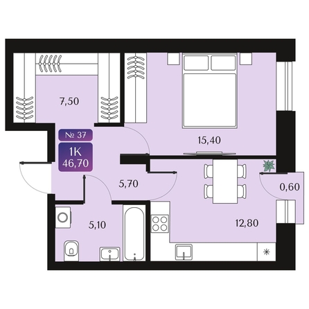 
  Продается 1-комн. квартира 46.7 м², в ЖК Северное Сияние Премиум. Фото 1.