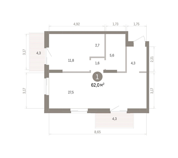 
  Продается 1-комн. квартира 61.99 м², в ЖК Кварталы Драверта, дом 4. Фото 2.