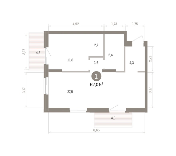 
  Продается 1-комн. квартира 61.99 м², в ЖК Кварталы Драверта, дом 4. Фото 2.