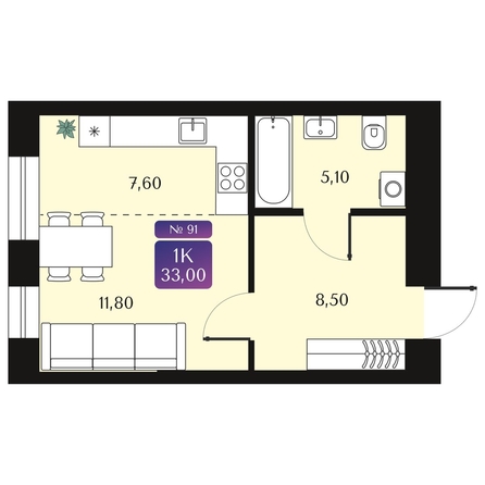 
  Продается студия 33 м², в ЖК Северное Сияние Премиум. Фото 1.