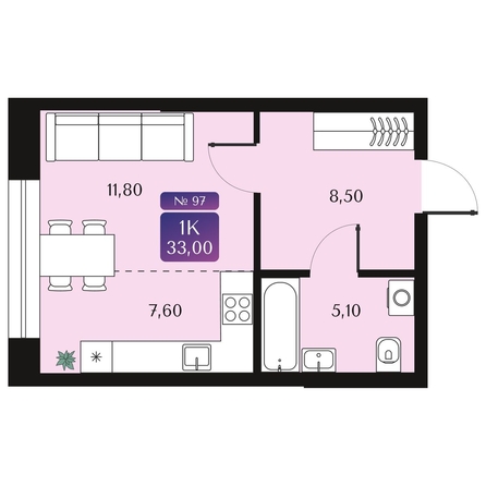 
  Продается студия 33 м², в ЖК Северное Сияние Премиум. Фото 1.