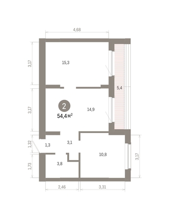 
  Продается 2-комн. квартира 54.44 м², в ЖК Кварталы Драверта, дом 6. Фото 1.