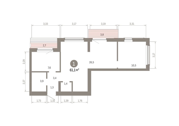 
  Продается 1-комн. квартира 61.08 м², в ЖК Кварталы Драверта, дом 6. Фото 1.