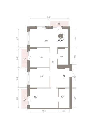 
  Продается 3-комн. квартира 93.6 м², в ЖК Кварталы Драверта, дом 4. Фото 1.