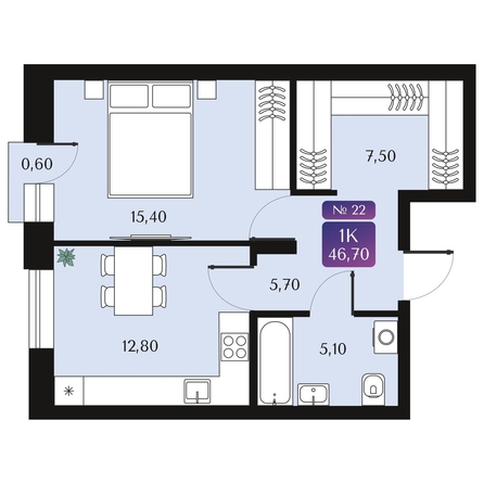 
  Продается 1-комн. квартира 46.7 м², в ЖК Северное Сияние Премиум. Фото 1.