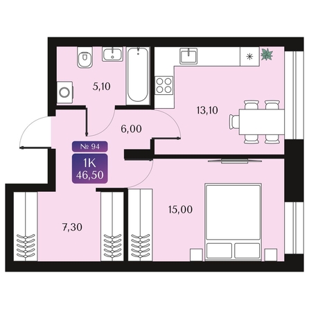 
  Продается 1-комн. квартира 46.5 м², в ЖК Северное Сияние Премиум. Фото 1.