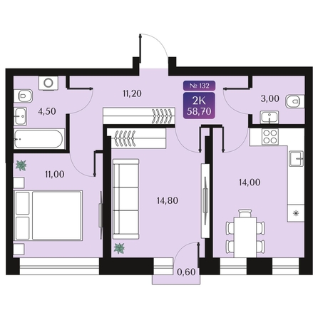 
  Продается 2-комн. квартира 58.7 м², в ЖК Северное Сияние Премиум. Фото 1.